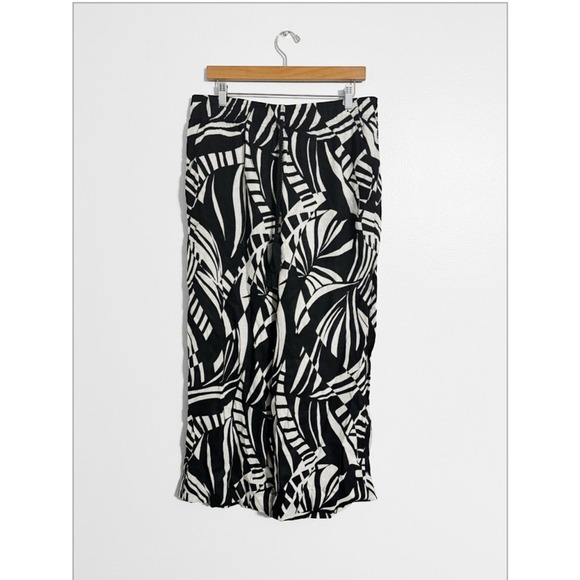 Tahari Tropical Palm Wide Leg Linen Blend Island Pants - Picture 1 of 3